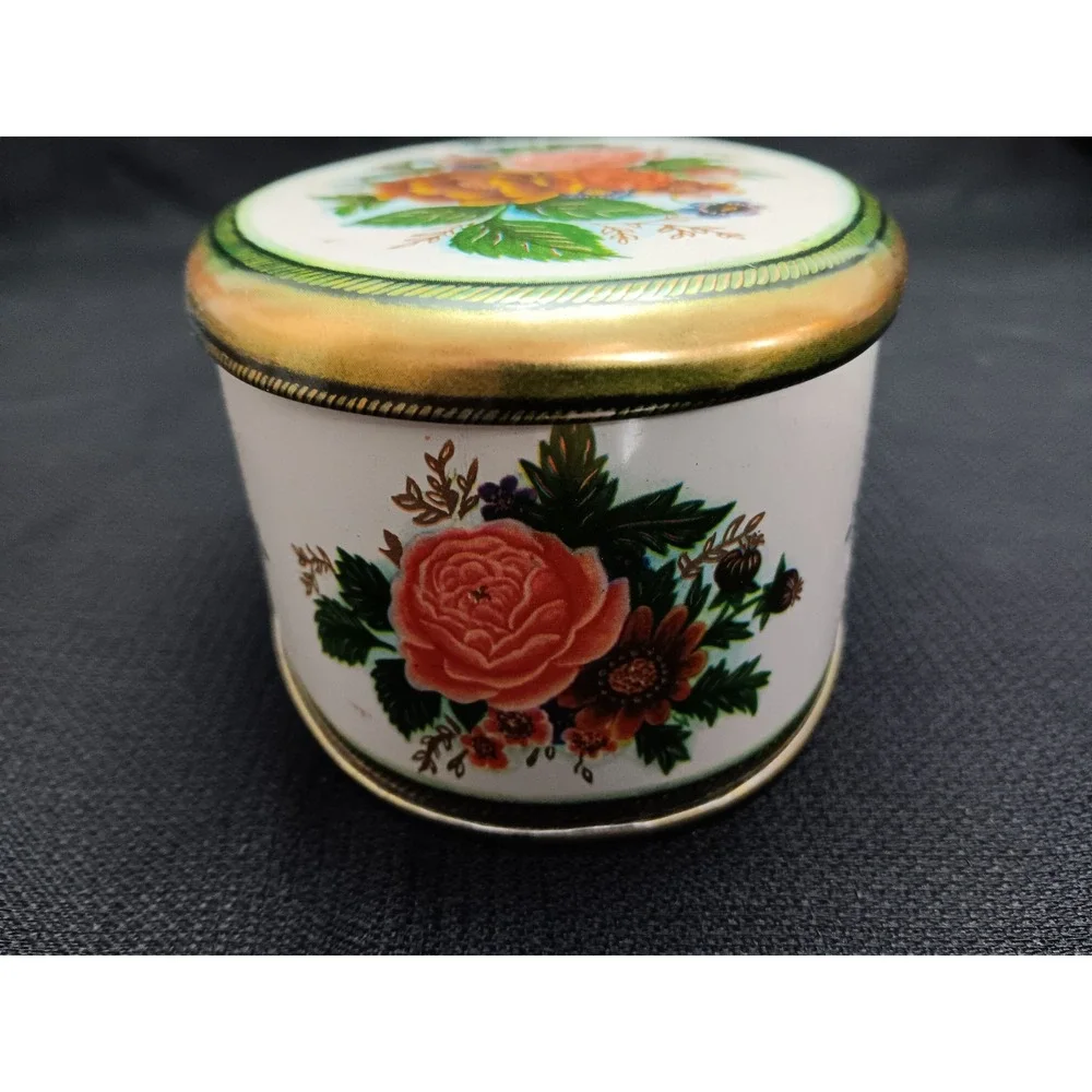 Oval Floral Tin Metal Box Meister Made In Brazil Trinket Jewelry Candy‎ Storage